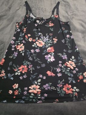 Apt. 9 Black Floral Night Slip with Adjustable Straps